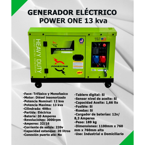 Generador eléctrico 13 KVA